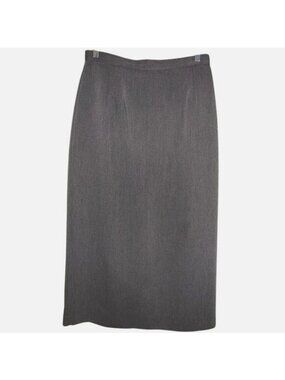 Isaac Hazan Vintage Dark Gray Pencil Skirt Size 12 Back Button Detail Knee-Lengt
